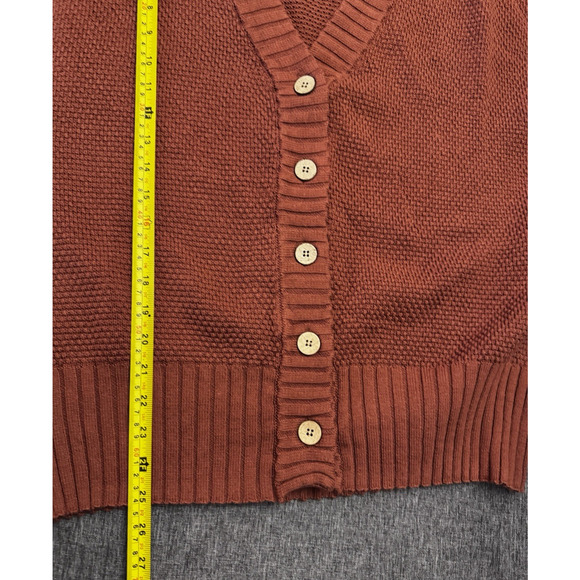 Free People Beach Hailee Cardigan Size L Crisp Cocoa Waffle Knit Button Front - Picture 7 of 10